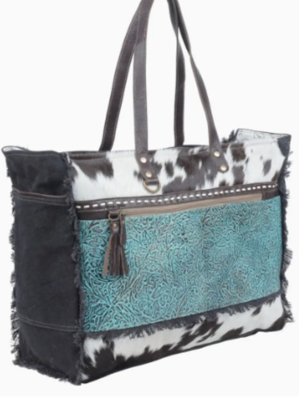 Myra Bag Sea Grass Canvas & Hairon Bag NWT